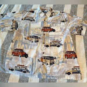Vtg Bluewater Men’s SZ 2X Button Up Shirt California Beach Surfing Theme